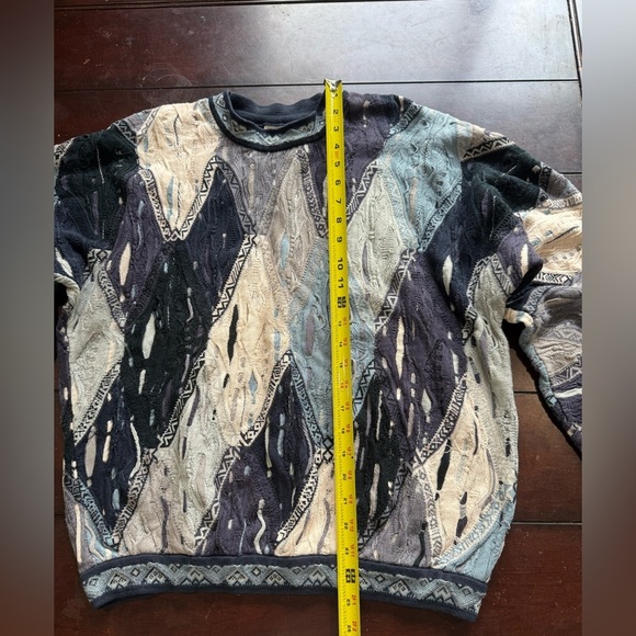 Vintage COOGI Australia 3D Knit Sweater Multicolor Geometric Textured Pullover M - Picture 3 of 6